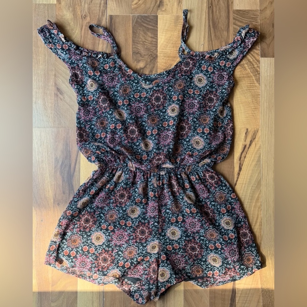Xhilaration Black and Red Floral romper